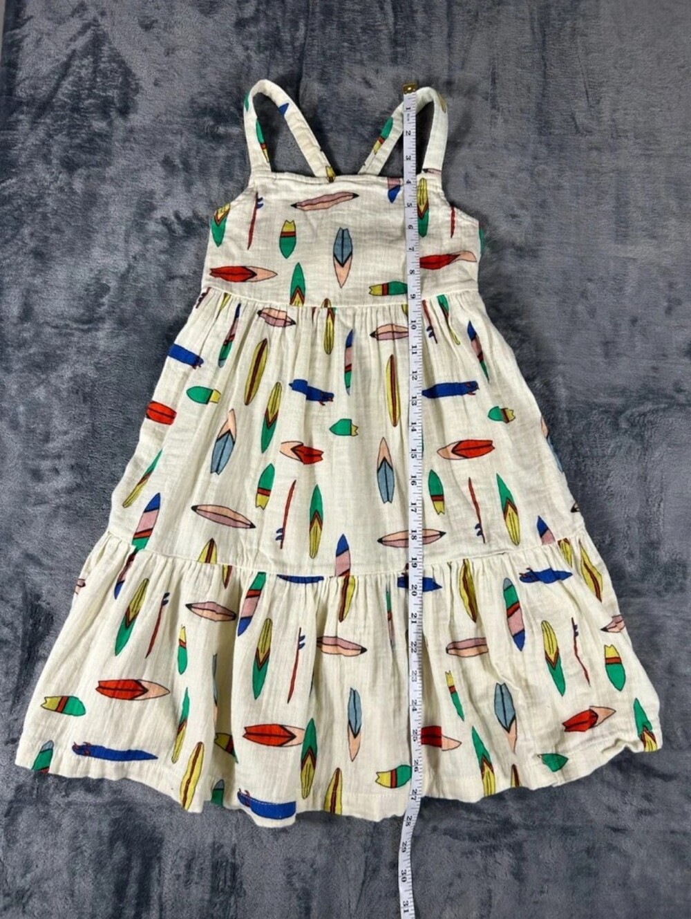 Girls' Cream Feather-Print Tiered Sundress - Picture 4 of 4
